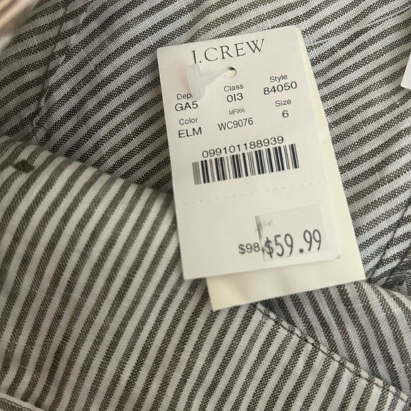 J. Crew Womens Midi Skirt size 6 Gray Striped 100% Linen button detail nautical - Picture 3 of 6